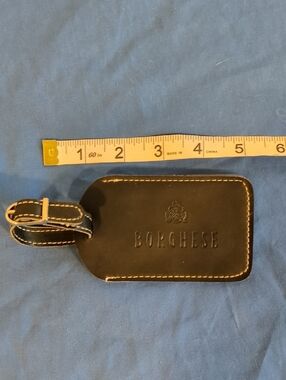 Borghese Black Genuine Leather Luggage Tag